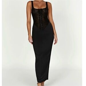 Meshki Octavia lace corset maxi dress xxs black